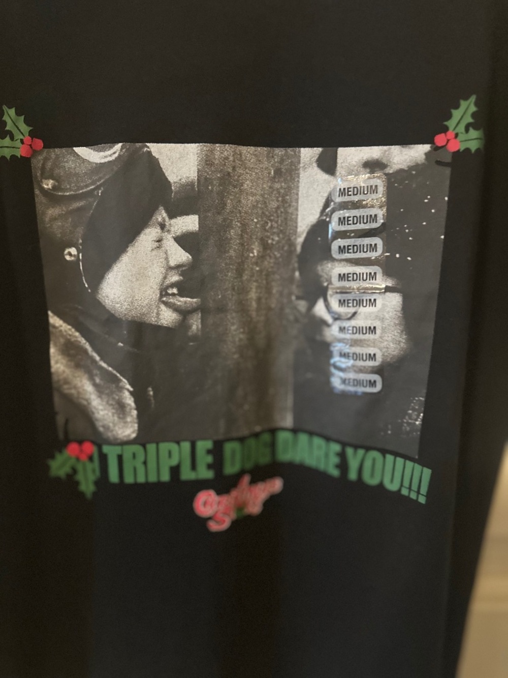 A Christmas Story Triple Dog Dare You T-Shirt Men’s Medium Black NEW